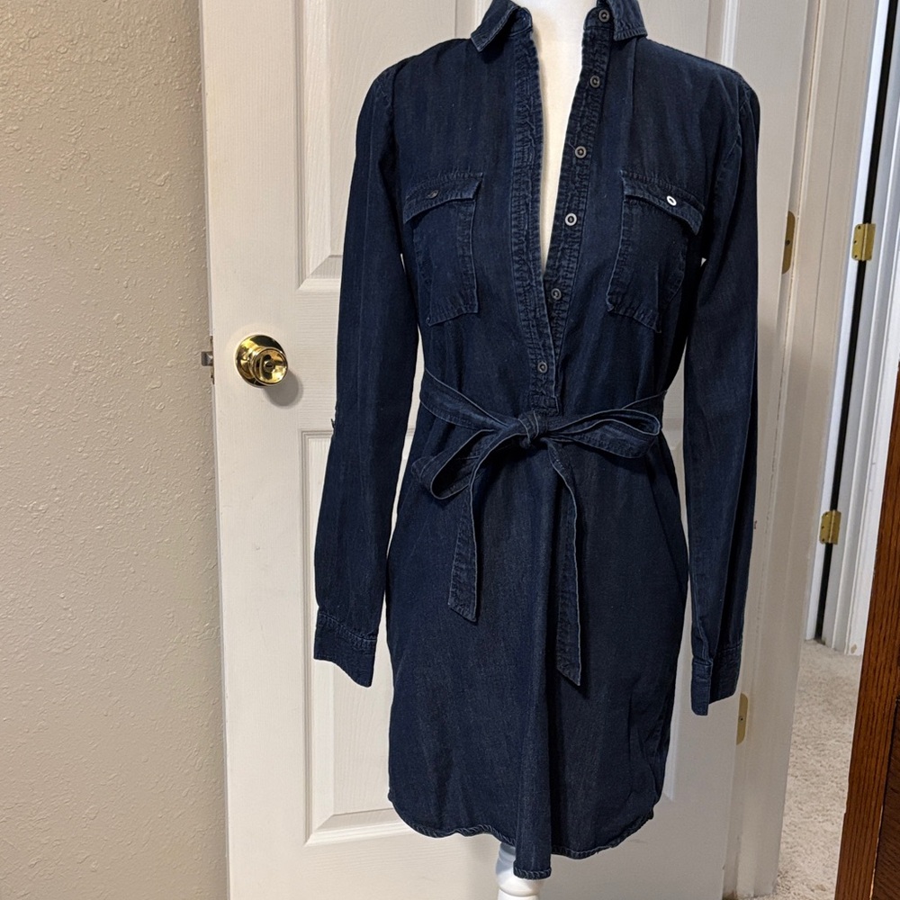 LOFT Denim Shirt Dress – XS – Dark Wash Fall Layering Dress